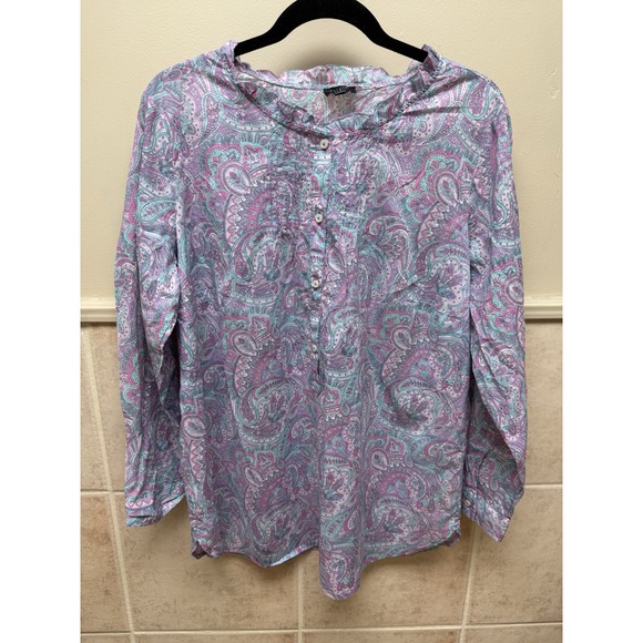 Talbots women blouse paisley print long sleeve. Plus Petite. Sz 1Xp - Picture 2 of 13